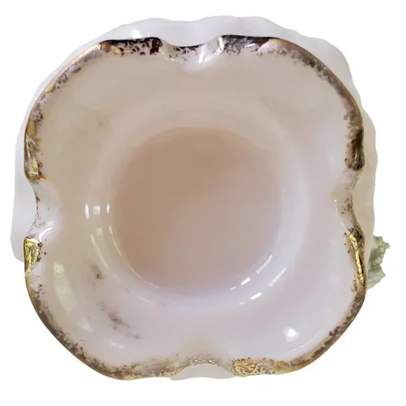 Vintage Lefton L'amour Applied Flowers Pink Vase Porcelain Gold Stippled Edges - Picture 8 of 8